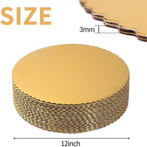 YunKo 12 Inch Gold Cake Boards Round Cake Stand Cardboard Cake Circles, 25 Pack