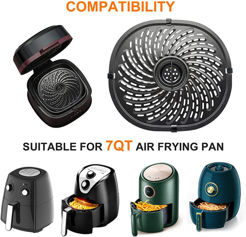 Air Fryer Grill Pan Replacement Parts for Power XL Gowise, 7QT Upgraded Crisper Plate Tray Non-Stick Air Fryer Rack with Rubber Bumpers for Air Fryer