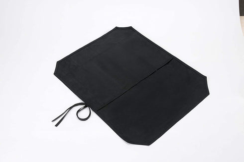 HERSENT Chefs Knife Roll Case, Waxed Canvas Cutlery Knives Holders Protectors, Home Kitchen Cooking Tools and Utensils Wrap Bag Wallet, Multi-Purpose Brush Roll Bag, Travel Tool Roll Pouch (Black)