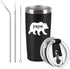 Gingprous Papa Bear Travel Tumbler Gifts for Men, Best Dad Papa Birthday Gifts for New Dad, Dad to Be, Father's Day Christmas Xmas Present, Stainless Steel Travel Tumbler with 2 Lids(20 Oz, Black)