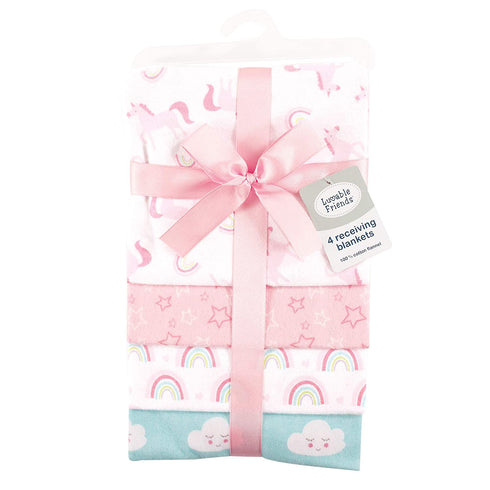 Luvable Friends Unisex Baby Cotton Flannel Receiving Blankets, Rainbow, One Size
