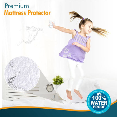 PlushDeluxe Mini Crib Size Waterproof Mattress Protector Breathable Soft Cotton Terry Surface (Mini Crib)