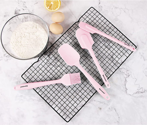 Rorence Silicone Whisk Spatula Spoonula & Brush Set of 6 - pink