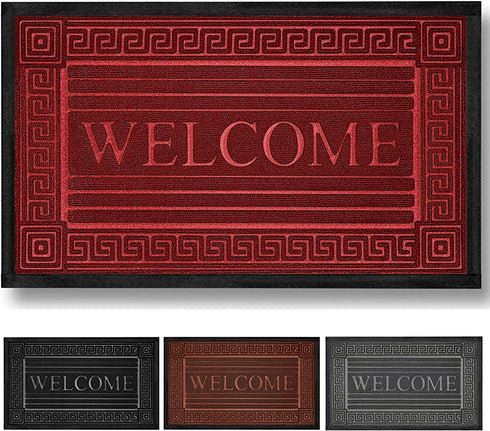 Extremely Durable Doormat - 17" x 29.5" - Outdoor Door Mat Welcome Non Slip with Rubber Backing - Low-Profile Heavy Duty Door Mats - Easy Clean Door Mat for Entrance, Patio, High Traffic Areas