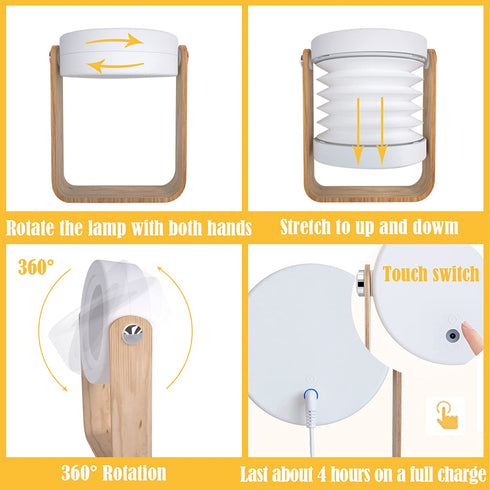Youuish Touch Night Light Foldable Lantern Lamp, LED Dimmable Lamps Warm Lights Portable for Bedroom Corridor Living Room and Outdoor Camping, USB Rechargeable, White