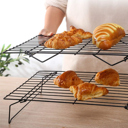 Cooling Rack, Lainrrew 3 Tier Stackable Baking Rack Stainless Steel Wire Cooking Rack for Cooking Roasting Cooling, Collapsible & Foldable, Dishwasher & Oven Safe