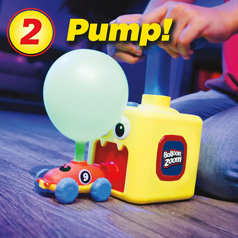 Ontel Balloon Zoom Balloon-Powered Flying & Racing Set, Ages 3+ , Blue
