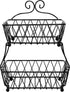 Sorbus Fruit Basket Display Stand, 2-Tier, for Vegetable, Fruit & Bread Counter Storage for Kitchen, Bathroom, Rectangular Antique Metal (Black)