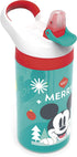 Zak Designs Disney Kids Water Bottle with Straw and Built in Carrying Loop Made of Durable Plastic, Leak-Proof Design (16 oz, Mickey Mouse)