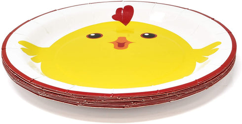 Chicken Farm Animal Barn Party Supplies Set 24 9" Plates 24 7" Plate 24 9 Oz Cup 50 Lunch Napkin for Yellow Chickens Barnyard Cowboy Cowgirl Farmhouse Birthday Baby Shower Disposable Tableware Decor