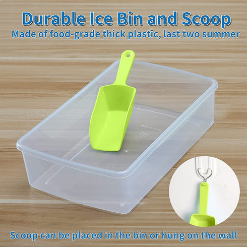 Ice Cube Tray with Lid and Bin for Freezer, Easy Release 55 Nugget Ice Tray with Cover, Storage Container, Scoop. Perfect Small Ice Cubes Trays & Mold. Flexable Durable Plastic, BPA Free