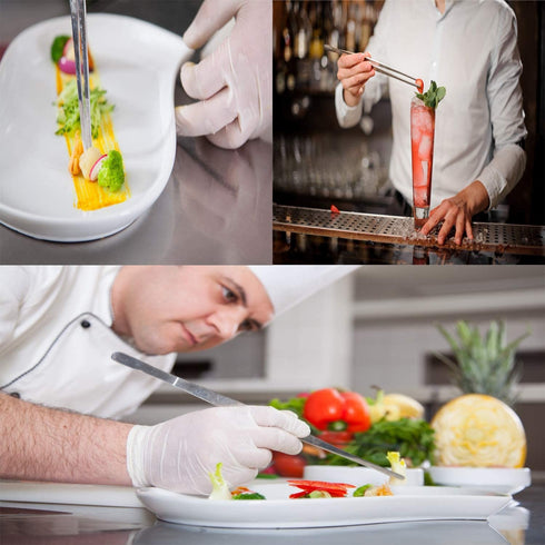 12-Inch Fine Tweezer Tongs,Extra-Long Stainless Steel kitchen Tweezers Tongs culinary tweezers set?tweezers for food cooking forceps, 2 Pack