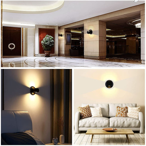 KINBEDY LED Wall Sconce 10W Modern Indoor Black 3000K Wall Light Up and Down Wall Lamp Adjustment Angle Light Fixtures Beside Bedroom Living Room
