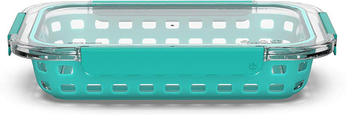 Ello Duraglass Bakeware - Glass Baking Dish with Airtight Lid and Silicone Sleeve Trivet - Freezer to Oven Safe (7 x 11-2 Quart, Aquaviva)