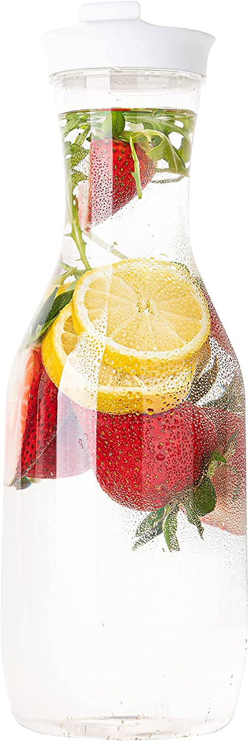 Plasticpro Clear Plastic Premium Water or Beverage Pitchers Heavy Duty Beverage Containers with Lids for Restuarants, Party's, or Schools 50 ounce