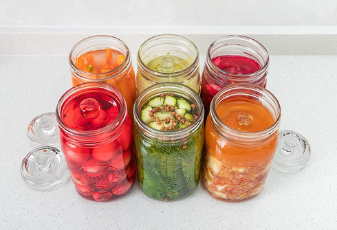 Jillmo Easy Grip Fermentation Weight- 4 Pack of Glass Weights for Wide Mouth Mason Jars