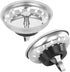 AFANTY 2PCS Kitchen Sink Strainer Stopper 2 in 1, Spring Clip Plunger, Replacement for Standard Drains(3-1/2 Inch), Chrome Plated Stainless Steel Body with Rubber Stopper