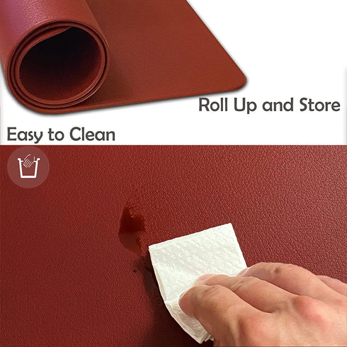 GabrielModu Placemats,Washable Table Mats for Dining Table,Waterproof Durable Reusable Non-Slip Heat-Resistant Stain- Resistant PVC Mats Kitchen,Easy Clean Wipeable Place Mat Set of 4, Wine Red