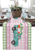 Easter Table Runner Farm Truck Bunny Butt Tail Carrot Table Runner Dresser Scarves,Linen Burlap Table Runners Cloth for April Holiday Dinner Party, Kitchen Dining Farmhouse Buffalo Lattice 13x90inch