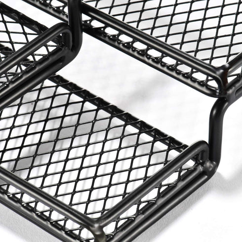 Spice Rack Cabinet Organizer, 3 Tier Expandable Pantry Display Shelf with Protection Railing (Black)