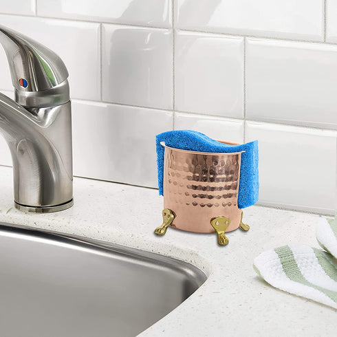 Monarch Abode 17099 Pure Copper Hand Hammered Sponge Holder, 4.5 in x 4 in x 3.5
