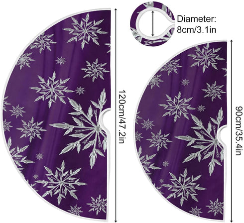 Vozoza Christmas Snowflake Purple Tree Skirt, Seasonal Tree Mat Holiday Party Supplies Ornaments Indoor Outdoor Decorations for Tabletop Trees 35.4 Inches B02X20046