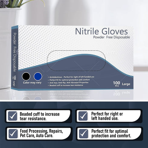 Nitrile Gloves, Disposable Gloves, Comfortable, Powder Free, Latex Free