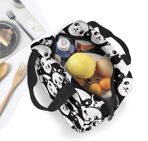 MSGUIDE Cute Panda Insulated Lunch Bag Leakproof Cooler Lunch Box for Men Women Adult - Reusable Thermal Tote Bag for Office Work School Picnic Beach