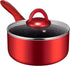 N++A Saucepan with Lid 2 quart, Nonstick Sauce Pans for All Stoves, 100% Non-toxic Small Pot, Red Saucier, Dishwasher Safe, Induction