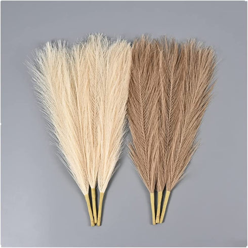 GALLIA Pampas Grass Decor Tall-Faux Pampas Grass Small 17"-6 Stems-Beige and Taupe Brown Pompas Floral, Artificial Pampas Grass Fake Pampas Grass Dried Pompous Grass (6Pcs)