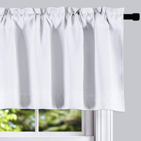 DONREN 2 Panels 42 by 18 Inches Long - Pure White Valances for Window Rod Pocket Room Darkening Kitchen Valances