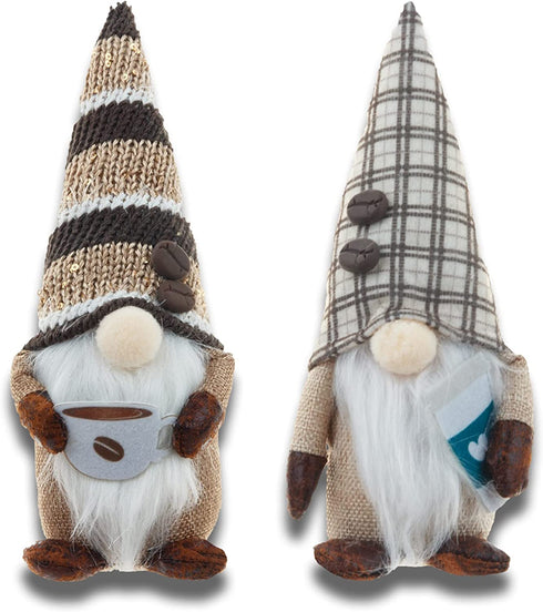 AWISBI 2 PCS Coffee Gnome Plush, Home Decorations for Coffee Bar Farmhouse Kitchen, Cute Handmade Ornaments Clearance Dwarf Swedish Elf Gift for Christmas Valentine Thanksgiving Holiday