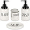 Farmhouse Soap Dispenser Set - Modern Style Ceramic Hand & Dish Liquid Soap Dispenser + Soap Holder + Sponge Holder Perfect for Kitchen and Bathroom Counter Décor