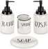 Farmhouse Soap Dispenser Set - Modern Style Ceramic Hand & Dish Liquid Soap Dispenser + Soap Holder + Sponge Holder Perfect for Kitchen and Bathroom Counter Décor