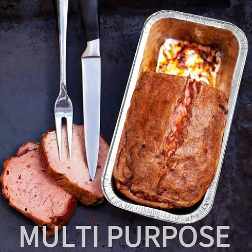 2 LB Aluminum Foil Pans For Bread Loaf (50 Pack) 8.5"x4.5" Foil Bread Pans - Standard Size Disposable Tins for Baking Bread - Compatible with RoadPro 12-Volt Portable Stove