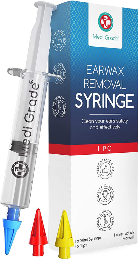 Medi Grade Ear Cleaner Ear Wax Remover - Ear Wax Removal Kit with 3X Soft Quad-Stream Tips. Clean Ears Naturally with Our Reusable Ear Cleaning Kit & Earwax Removal Tool for at-Home Ear Wax Removal