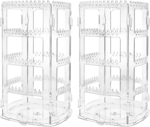 Suwimut 2 Pack Acrylic Earring Holder Jewelry Organizer, 360 Rotating 4 Tiers Clear Jewelry Rack Display Stand, 156 Holes and 160 Grooves for Women Girls Necklaces, Earrings, Piercings