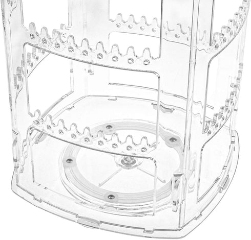 Suwimut 2 Pack Acrylic Earring Holder Jewelry Organizer, 360 Rotating 4 Tiers Clear Jewelry Rack Display Stand, 156 Holes and 160 Grooves for Women Girls Necklaces, Earrings, Piercings