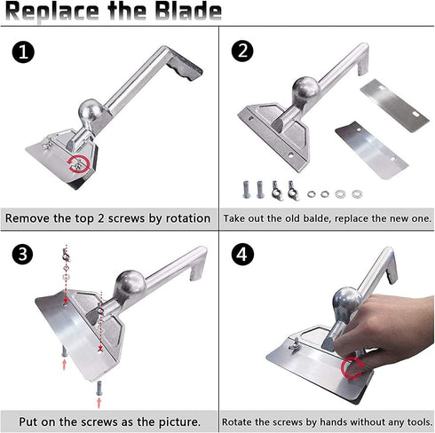 BOLEXINO Grill Scrapers Blade Replacement, Edge Sharper Blades, Stainless Steel Heavy Duty Rust Grill Blades Outdoor BBQ Tools & Accessories Blades (6 Pack)