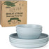 Grow Forward Premium Wheat Straw Dinnerware Sets - 8 Piece Unbreakable Microwave Safe Dishes - Reusable Wheat Straw Plates and Bowls Sets - Wheat Straw Bowls for Cereal, Soup, Camping, RV - Glacier