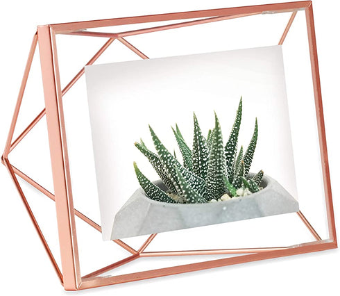 Umbra Prisma Picture Frame, 4 x 6 Photo Display for Desk or Wall, Copper