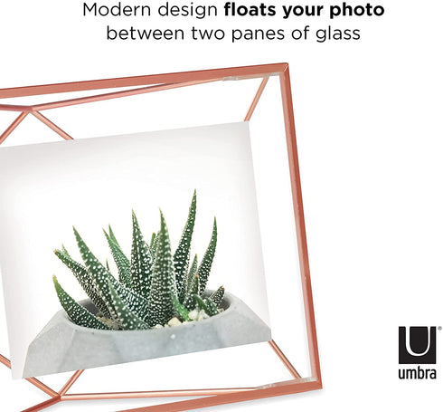 Umbra Prisma Picture Frame, 4 x 6 Photo Display for Desk or Wall, Copper