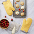 KitchenAid Asteroid Cotton Oven Mitts with Silicone Grip, Set of 2, Buttercup
