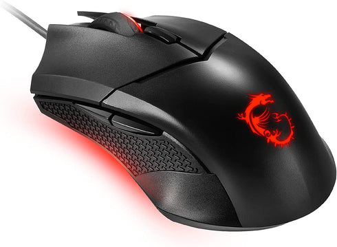 MSI Clutch GM08 Gaming Mouse, 4200 DPI, Optical Sensor, 3 Adjustable Weights, Red LED Lighting, Symmetrical Design