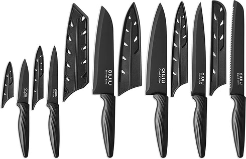 Kitchen Knives, OLULU 12PCS Chef knife set, Premium Stainless steel Kitchen Knife set, Knife Set With Sheathes