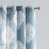 Treatmentex White and Blue Semi-Sheer Curtains for Living Room 84" Floral Medallion Print Window Panels Grommet Top 2 Pc