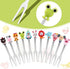 12 Pcs Fruit Picks for Kids 2 Sets Fruit fork Kids Toothpicks for Food Stainless Steel Bento Picks Cute Cartoon Animal Fruit Forks with Silicone Handles and Ceramic Storage Jars for kids (Cute Style)