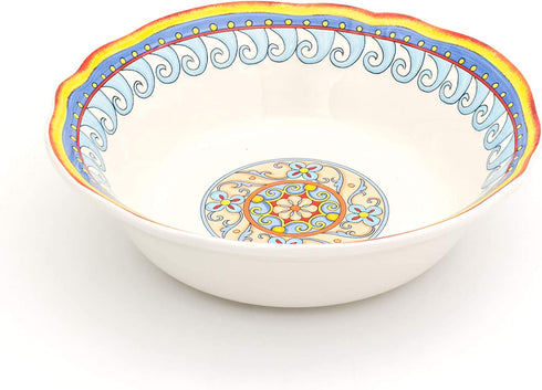 Euro Ceramica Duomo Collection Serving Bowl, Large (64oz), Gold and Cream