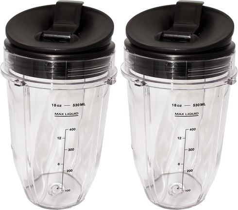 Blendin 2 Pack Small 18 Ounce Cup with Sip N Seal Flip Lids, Compatible with Nutri Ninja Auto-iQ 1000w Series and Duo Blenders