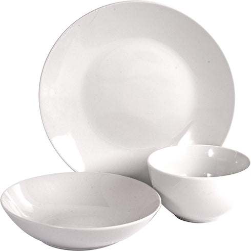 Gibson Home Back to Basics Dinnerware Sets, Round: Service for Four (12pcs), Classic Pearl